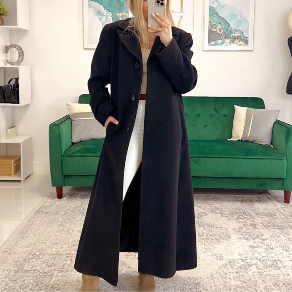 LARRY LEVINE Lambswool and Cashmere Trench Coat